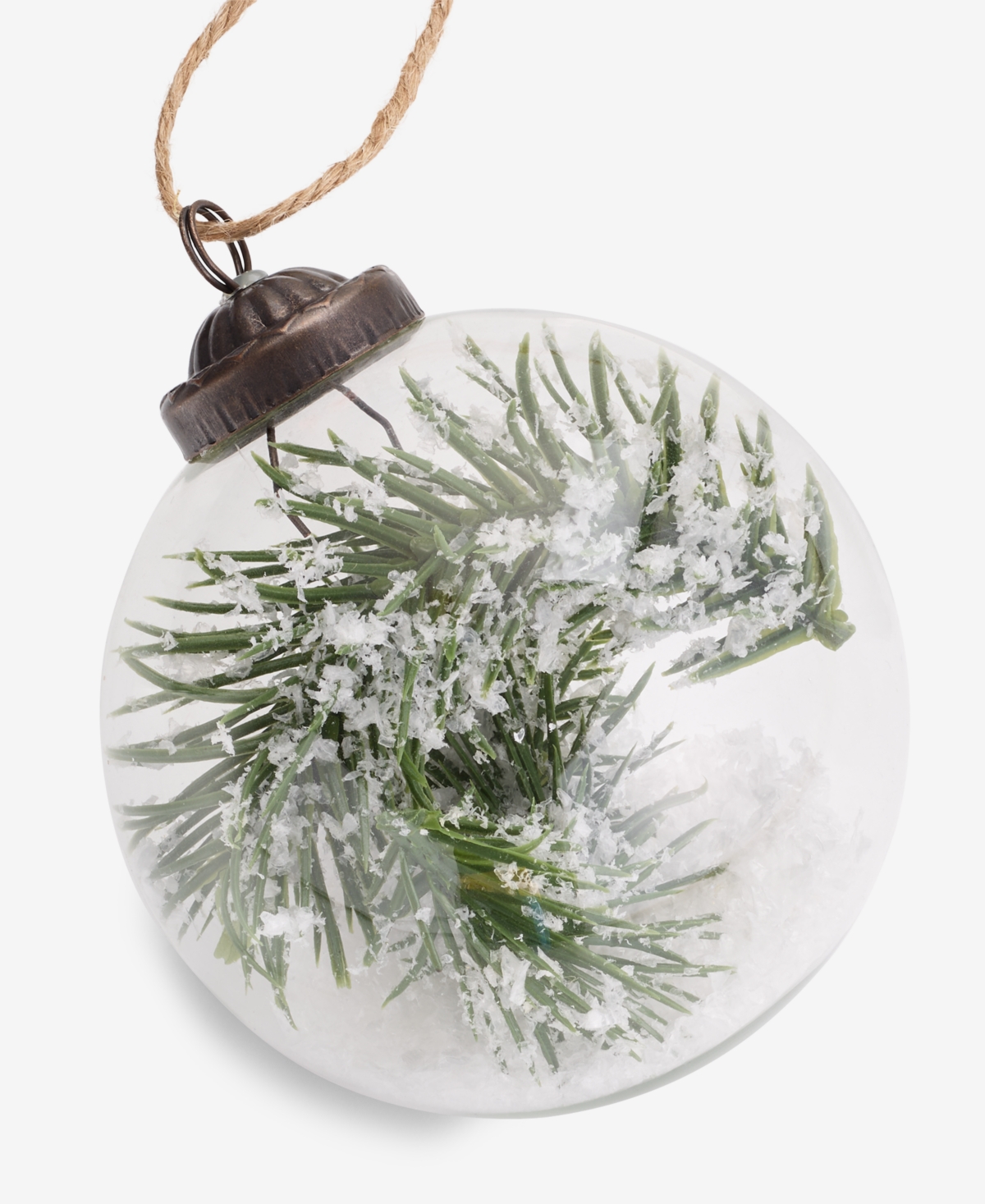Holiday Lane Nordic Wonderland Glass Ball With Pine Ornament, Macy's Exclusive In Transparent