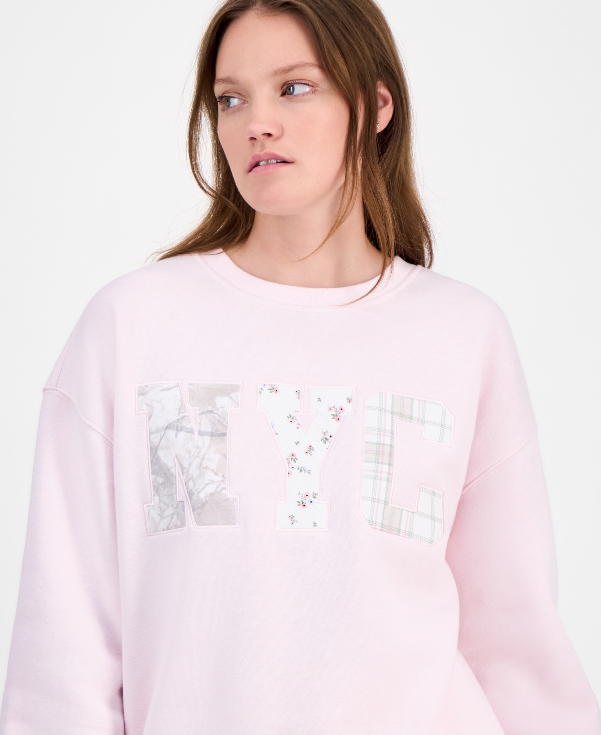 Madden Girl Juniors' Nyc Patchwork Crewneck Sweatshirt
