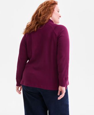 Plus Size Waffle-Knit Half-Zip Top