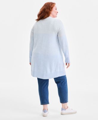 Plus Size Turbo Long Open-Front Cardigan Sweater, Macy's Exclusive 