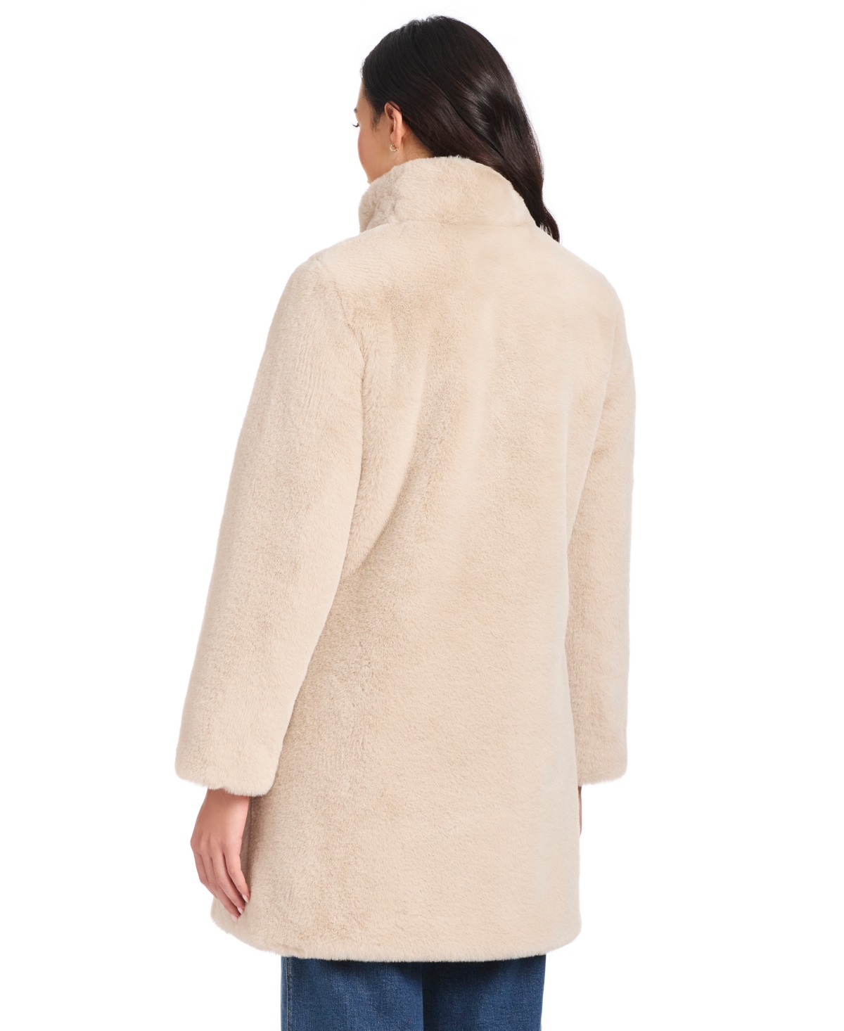 Jones New York Women's Collared Faux-fur Coat In Neutral