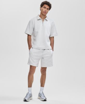 Men's Relaxed-Fit Heathered Quarter-Zip Scuba Polo Shirt, Macy's Exclusive