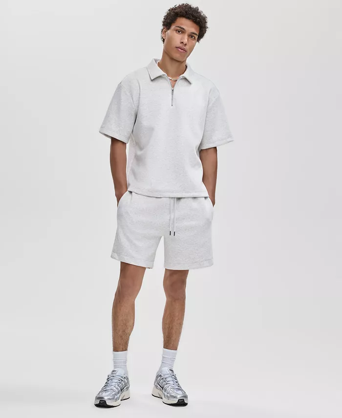 Men's Relaxed-Fit Heathered Quarter-Zip Scuba Polo Shirt - thumbnail 7