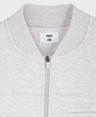 Men's Relaxed Fit Long Sleeve Zip-Front Heathered Scuba Jacket, Macy's Exclusive