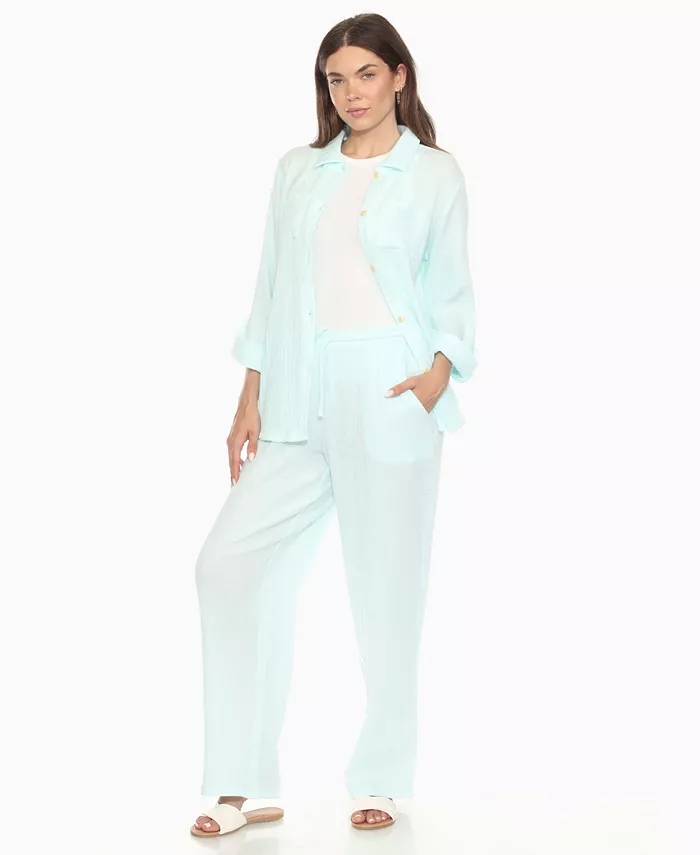 Women's Long Sleeve Button Down Cotton Gauze Set - thumbnail 5