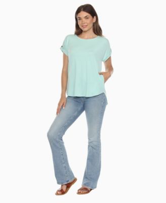 Women's Folded Short Sleeve Solid Top