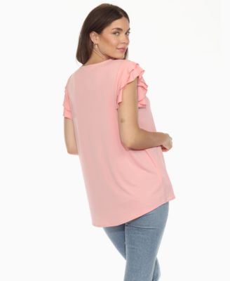 Women's Ruffle Sleeve Solid Top