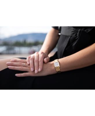 Women's Swiss Carree Diamond (1/20 ct. t.w.) Gold-Tone Stainless Steel Bracelet Watch 23mm