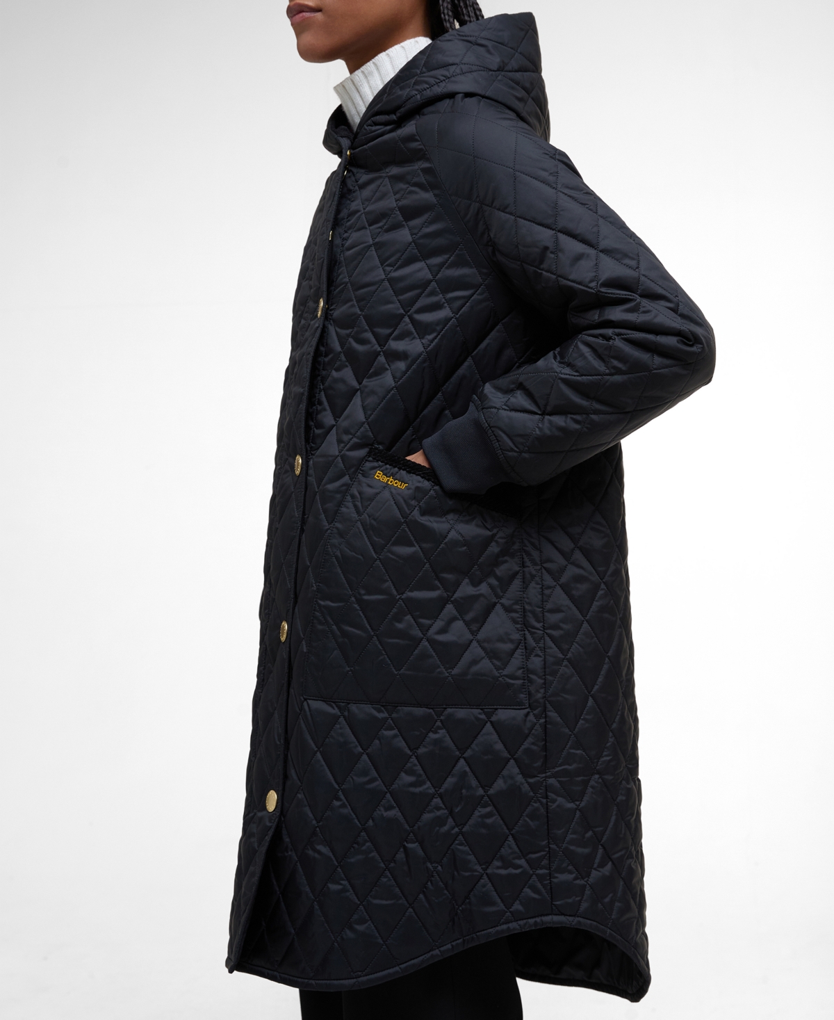 Barbour Hilary Longline Quilted Jacket In Black