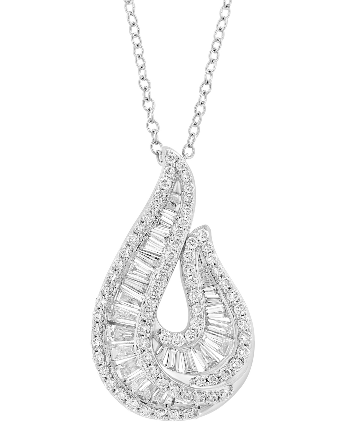 Effy Collection Effy Lab Grown Diamond Tear-shape Pendant Necklace (1-1/5 Ct. T.w.) In 14k White Gold, 17" + 1" Exte In Gold