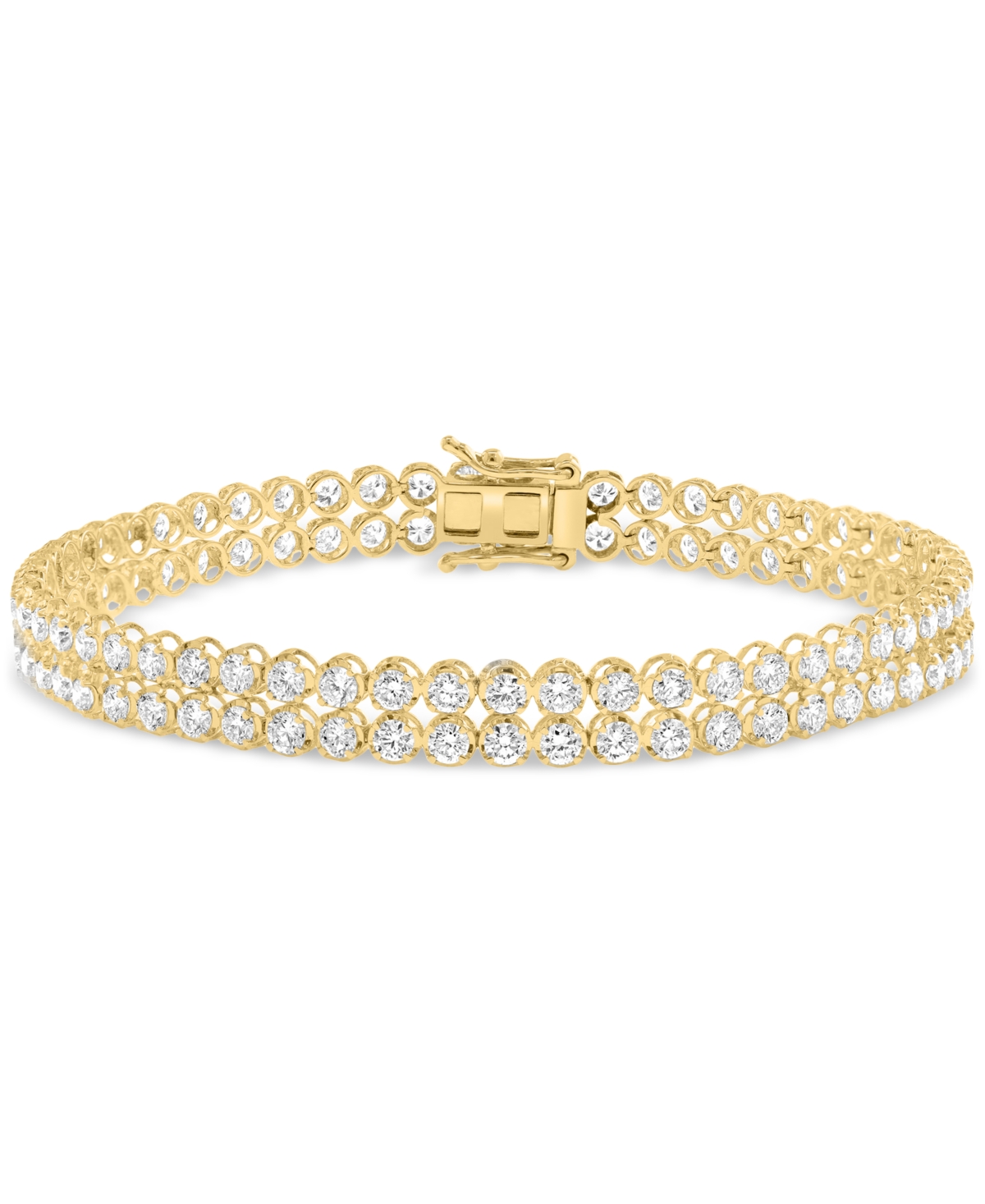 Effy Lab Grown Diamond Double Row Bracelet (6-1/20 ct. t.w.) in 14k White Gold (Also in Yellow Gold) - Yellow Gold
