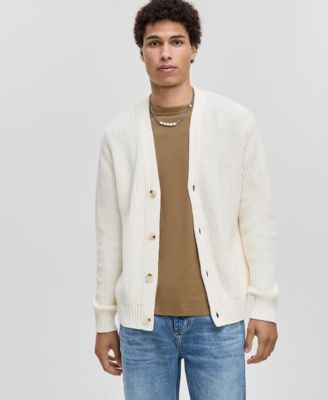 Mode of One - Men's Shaker-Stitch V-Neck Cardigan