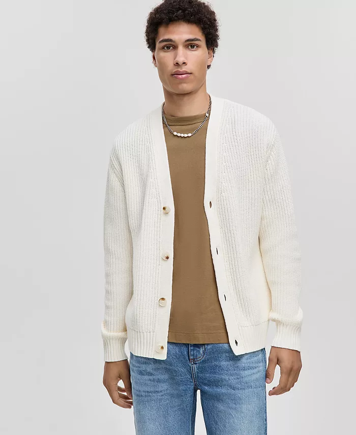 Men's Shaker-Stitch V-Neck Cardigan - thumbnail 4