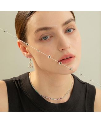 Sterling Silver Dari Onyx Flower Necklace