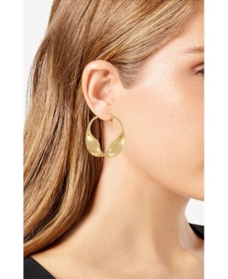 Gold-Tone Sculptural Twisted Hoop Earrings