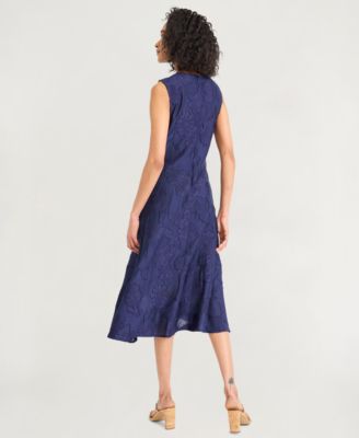 Women's Textured Sleeveless Fit & Flare Midi Dress