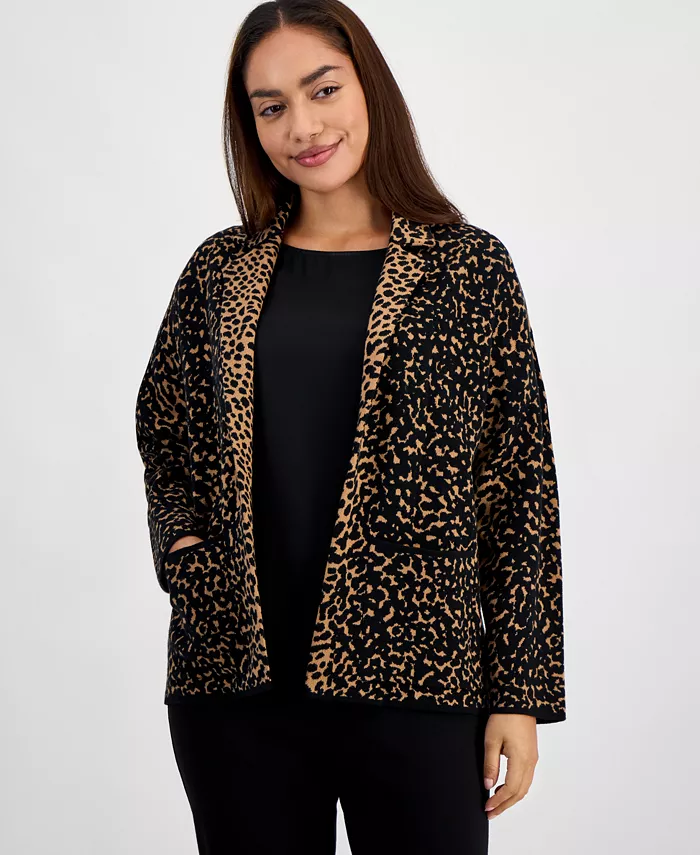 AK Anne Klein Petite Long-Sleeve Notched-Collar Sweater - thumbnail 9
