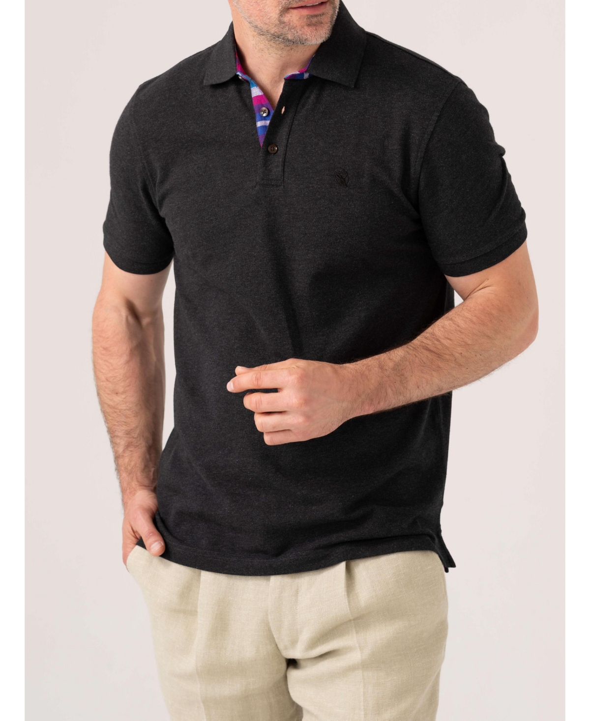 Men's Pique Cotton Short Sleeve Polo - Dark blue