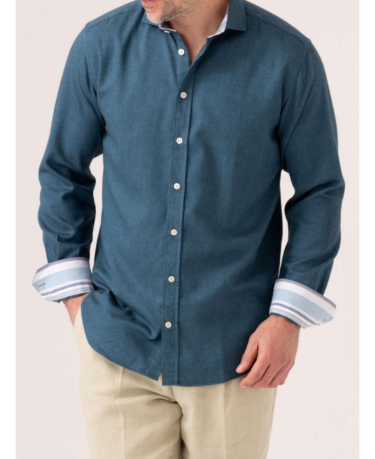 Men's Cotton Merino Wool Shirt - Teal