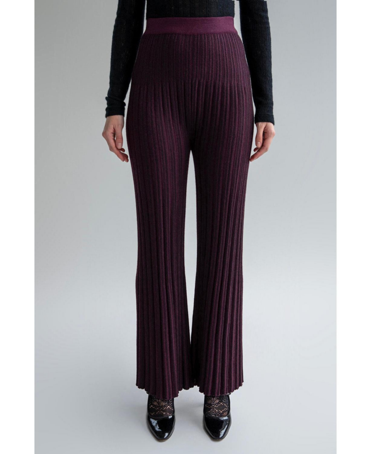 Women's Marcelle Pleated Knit Trousers - Aubergine