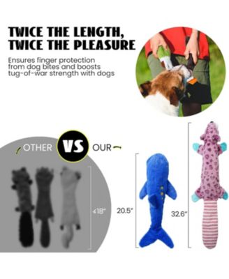 5 PCS Jungle Series Plus Squeaky Stuffless Dog Toys, Belly Pouch to Hold Bottles for Bonus Crinkle, Durable Dog Toys for Aggressive Chewers