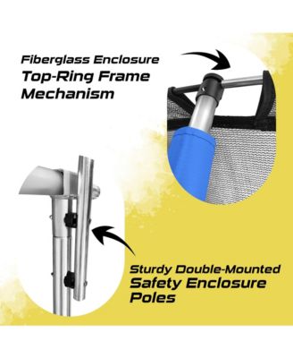 Pumpkin-Shaped Outdoor Trampoline Set with Premium Top-Ring Frame Safety Enclosure, 16 FT - Blue