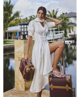 Women's Palina Lyocell Pleated Midi Preppy Shirt Dress