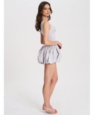 Women Zada Grey Pleated Breast Bubble Hem Mini Dress