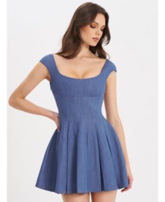 Miss Circle Women's Sada Pleated Denim Mini Dress - Macy's