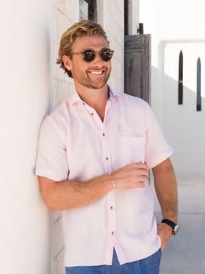 Men's Regular Fit Short Sleeve Linen Shirt