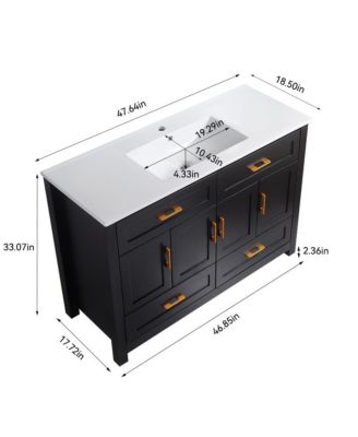 48" Black Vanity Set with Ceramic Sink, 4 Soft-Close Doors & 4 Drawers, Stylish Bath Organizer