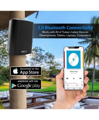 6.5-Inch Wall Mount Waterproof Bluetooth Speaker System, Weather-Resistant, Built-In Amplifier, High-Power Sound