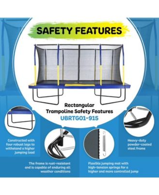 9' X 15' Gymnastics Style, Rectangular Trampoline Set with Premium Top-Ring Enclosure System - Blue/Yellow