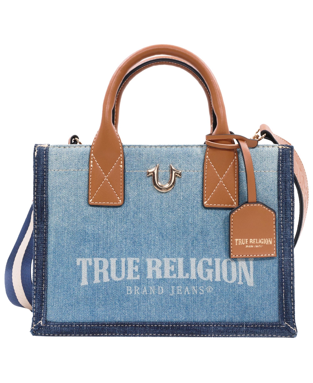 Modern Edge Denim Tote - Light blue