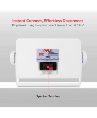 3-Way Weatherproof Outdoor Speaker Set, 200W 3.5-Inch Marine Grade Speakers, Heavy Duty ABS Enclosure, White - PLMR24