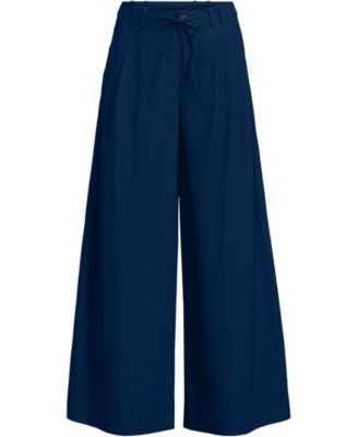 Women's Poplin Mid Rise Pleated Slouchy Pants