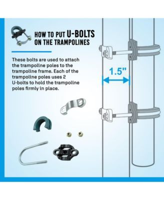 15 FT Trampoline Safety Enclosure Set including  Net, 6 Poles (with 6 pole caps) Trampoline Pole Foam Sleeves, Installs Inside the Frame