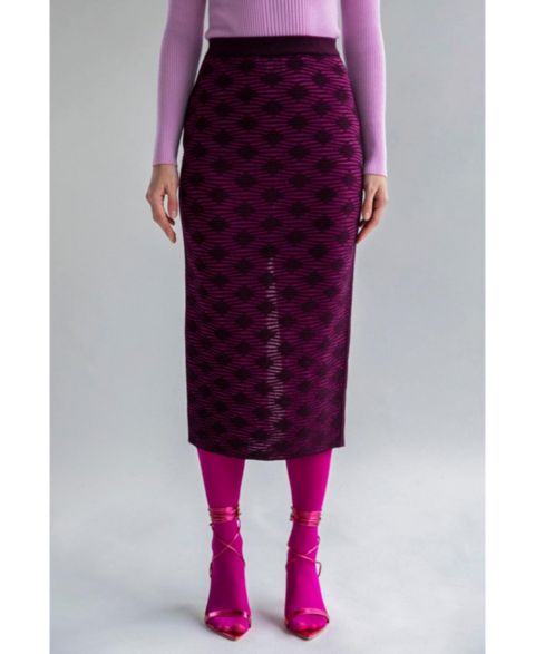 Женская юбка SSKEIN Geometric Jacquard Knit Pencil, цвет: Баклажановый