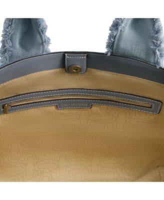 Frayed Handle Solid Denim Tote