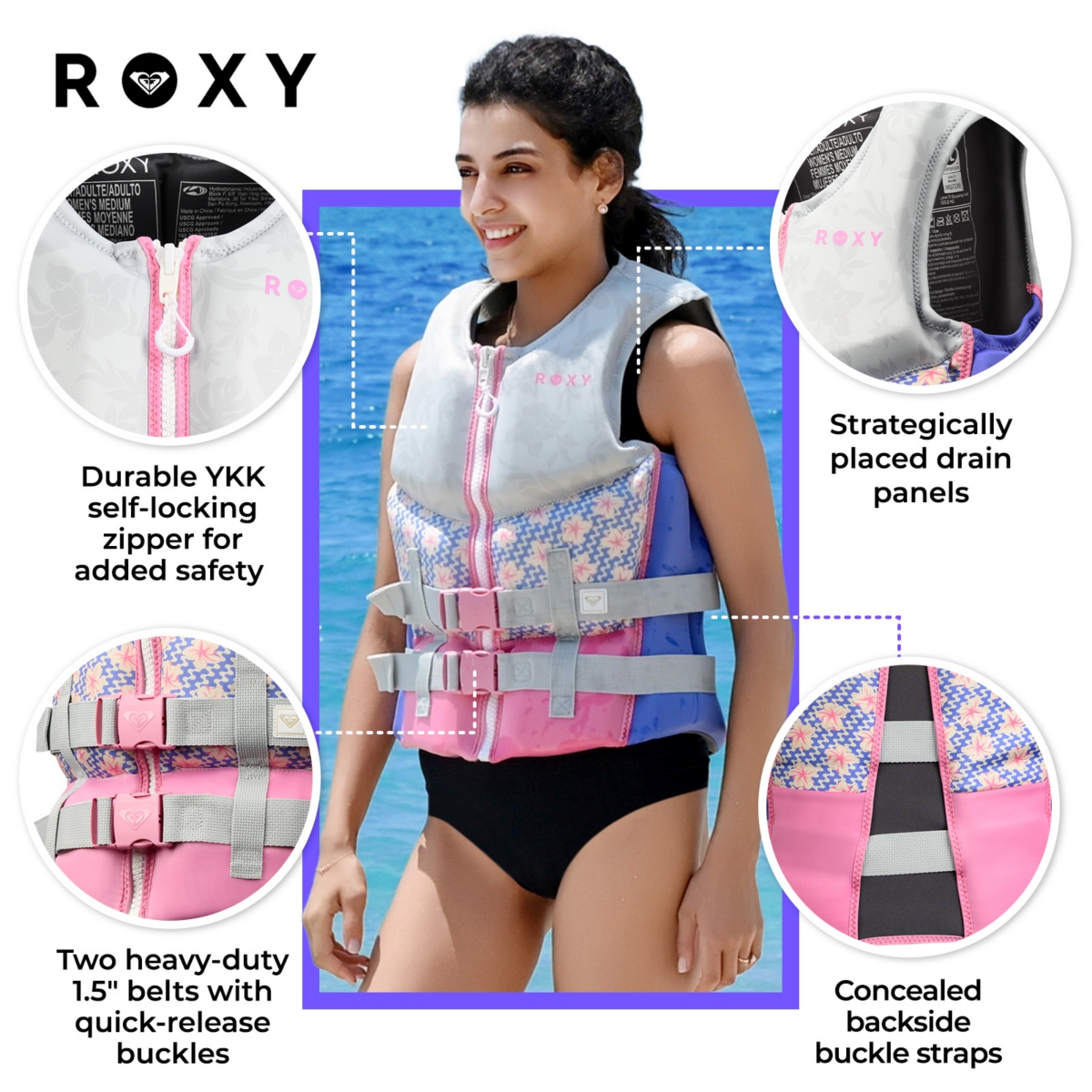 Roxy Women's Life Vest, Uscg Approved Life Jacket