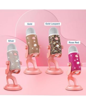 Blue Yeti Bling Sticker, Rhinestone Crystal Diamond DIY Decoration Shiny Skin Cover for Yeti & Yeti Pro Microphones (Silver