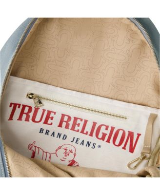 Zip Pocket Denim Horseshoe Backpack