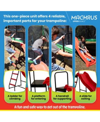 Trampoline Step N Slide|Kids Outdoor Step Ladder and Wave Slide Set Fits Standard Round or Rectangle Trampolines with Net or Without - Red