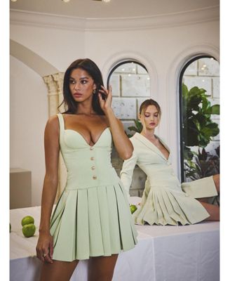 Women's Tala Pistachio Green Sleeveless Pleated Preppy Mini Dress