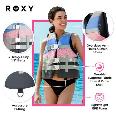 Roxy USCG Approved Women s Life Vest, Lightweight EPE Foam and Oversized Arm Holes