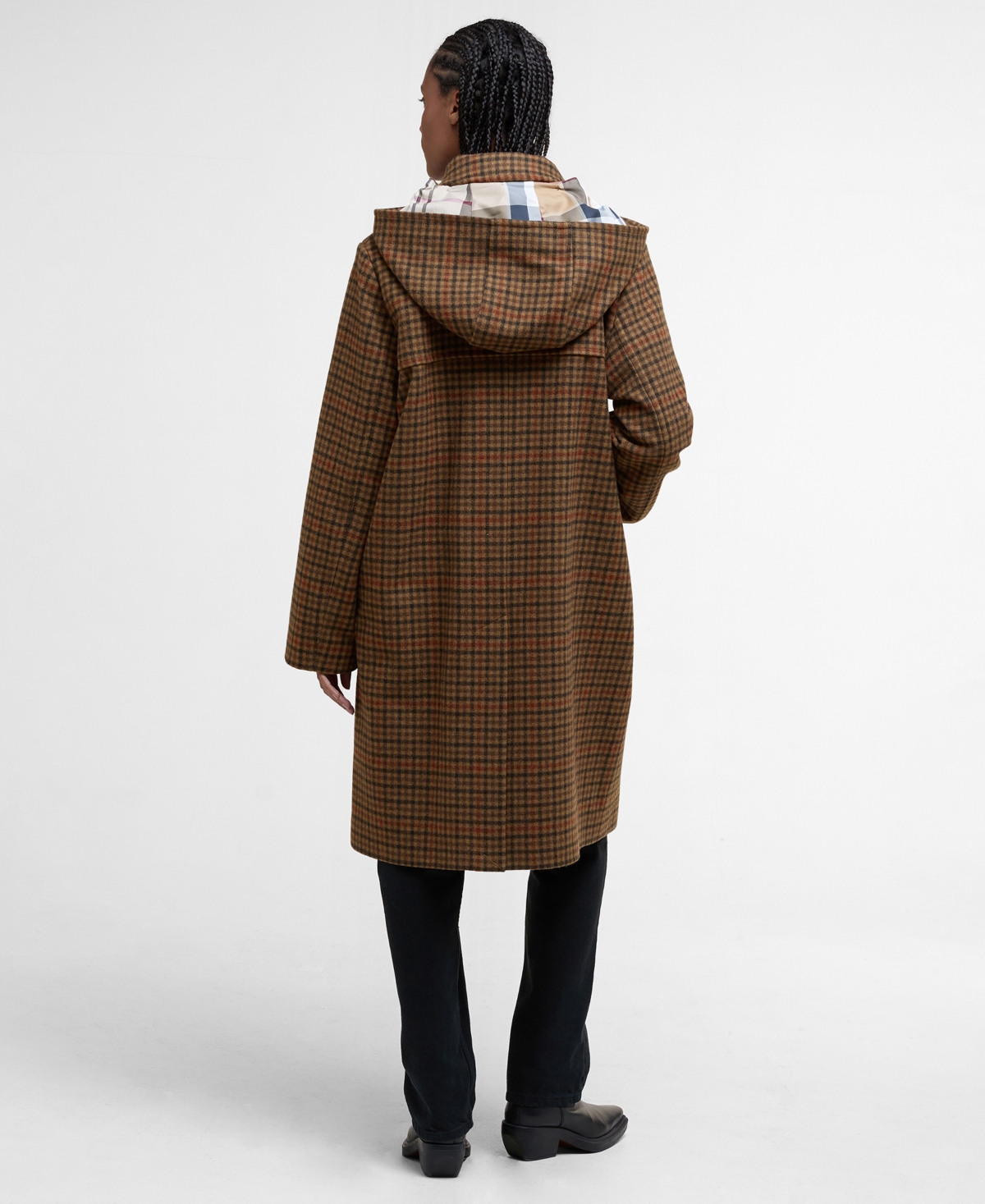 Barbour Women's Melody Checkered Hooded Coat In Brown
