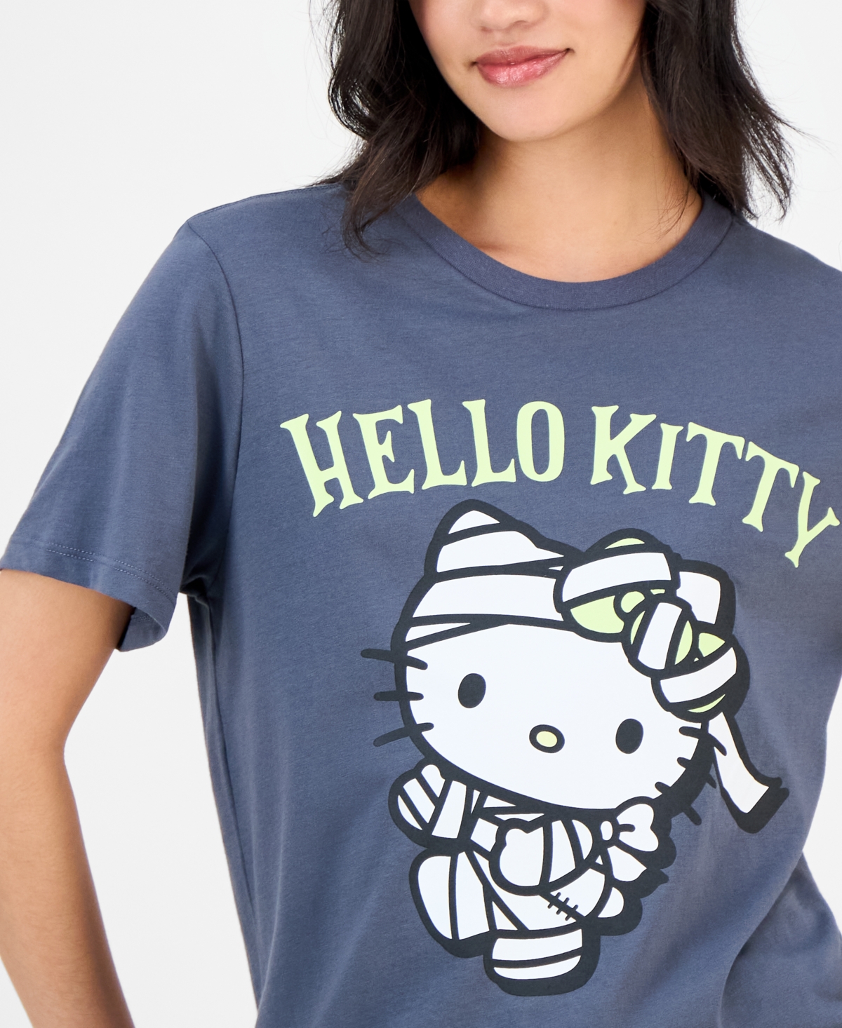 Grayson Threads, The Label Juniors' Hello Kitty Halloween Mummy T-shirt In Gray