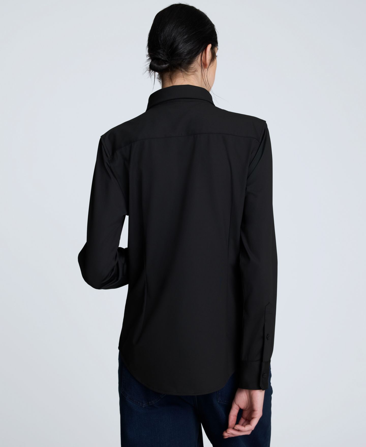 Женская рубашка Kenneth Cole Metro Knit Long Sleeve Button Front, цвет: Чёрный — фото 2
