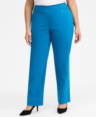 Plus Size Mid-Rise Pull-On Straight-Leg Pants, Created for Macy's 