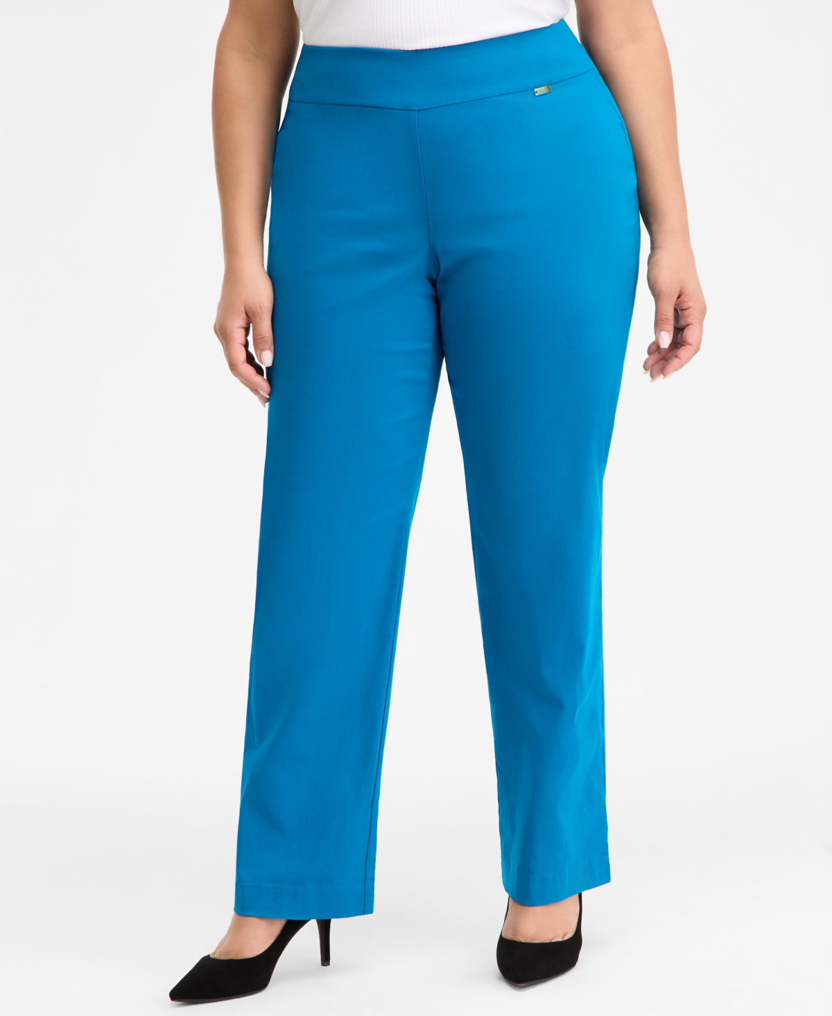 Inc International Concepts Plus Size Mid-rise Pull-on Straight-leg Pants, Created For Macy's